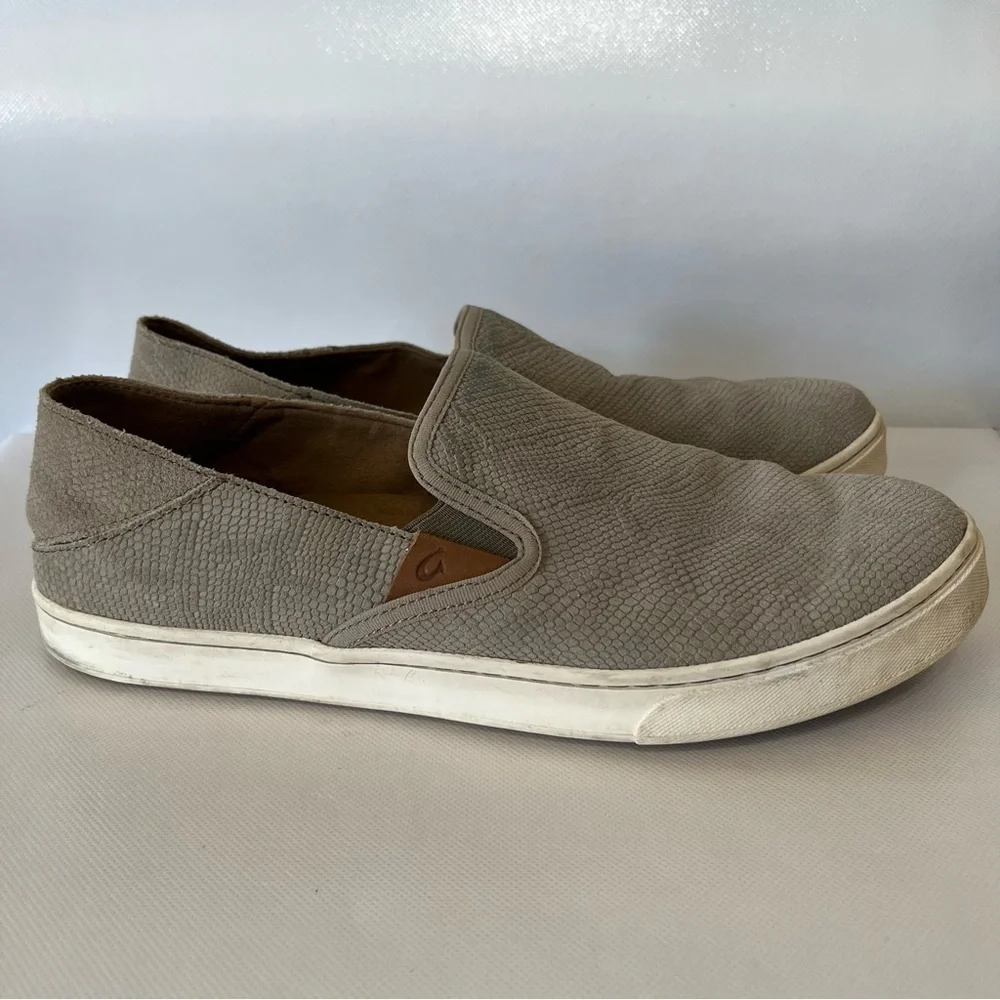 Olukai Pehuea Leather Snake Slip On Shoes 20329-LH10
